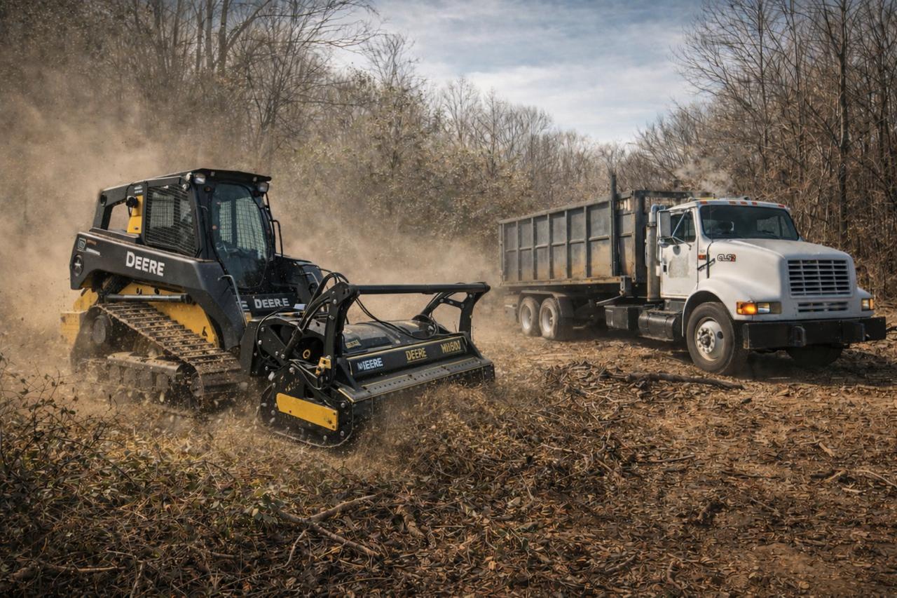 Deere mulching equipment at work